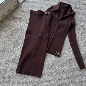 Madhappy Chocolate Ribbed Skirt Set